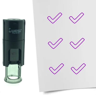 CombiCraft Stempel Open vinkje 10mm rond - Paarse inkt
