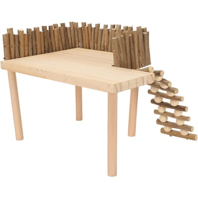 Hamster Klimplatform Decoratief Houten Speelveld voor Kleine Huisdieren met Ladder voor Goudhamster Suikereekhoorn beige