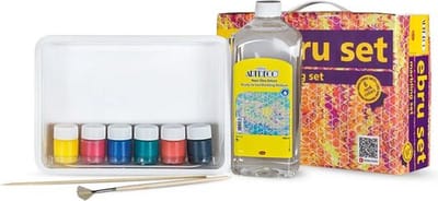 Lisans - Marbling kit - Mini set met A5 tray - 6x 15 ml verf - 12 delige verfset voor beginners en professionals - cadeau set - ES6