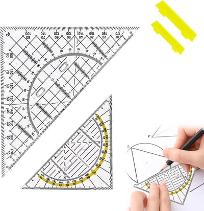 Geo-driehoekenset 2 stuks - 16 cm en 22 cm met handvat - Flexibele driehoeken voor technisch tekenen en wiskunde