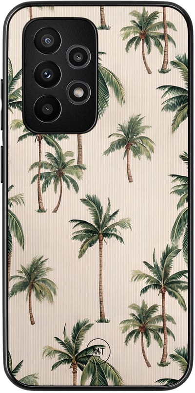 Hoesje geschikt voor Samsung Galaxy A53 - Palmbomen print - TPU Hard Case Backcover - Beige - Mooie Telefoonhoesjes