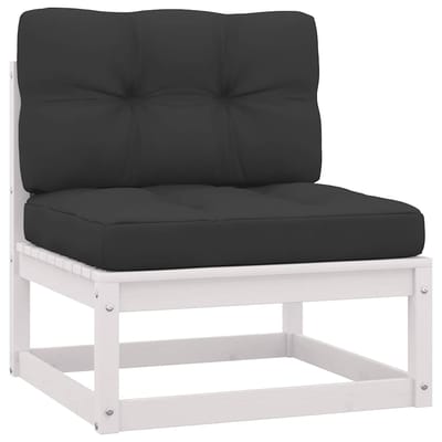 vidaXL - Tuinmiddenbank - met - antracietkleurige - kussens - grenenhout - wit