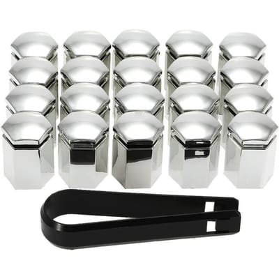 Set van 20 stuks 17 mm autowielmoerboutkappen kunststof doppen voor Vauxhall zilver