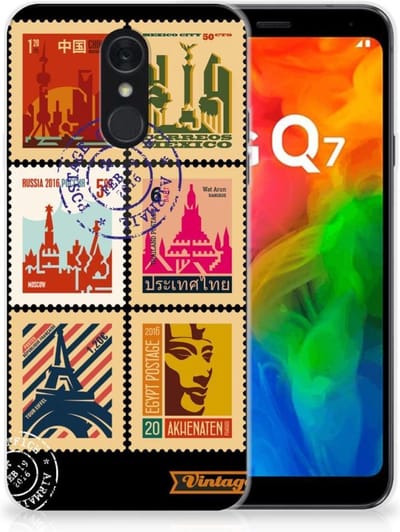 LG Q7 Siliconen Back Cover Postzegels
