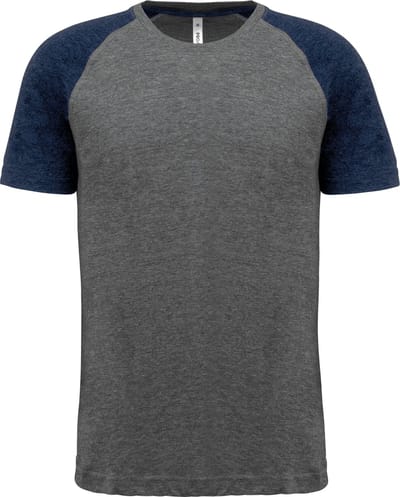 PROACT® Tweekleurig Triblend sport-t-shirt met korte mouwen volwassene PA4010 - Grey Heather / Sporty Navy Heather - XXL