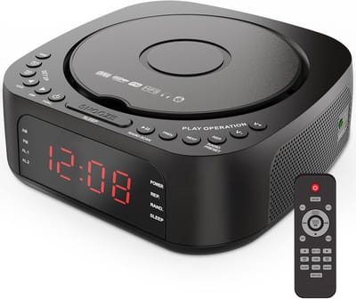 CD-speler Wekker - Dubbel Alarm - Muziek Luisteren - Met Afstandsbediening - Verstelbaar Display - Zwart