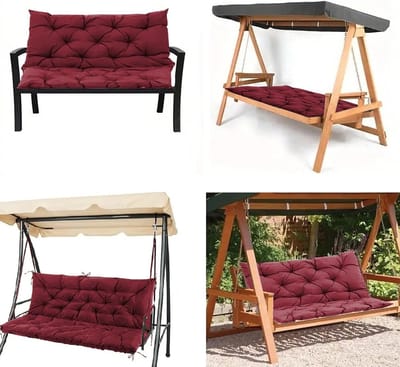 Comfortabele Tuinbankkussens voor Buiten - Rugkussens en Zitkussens voor Tuinmeubelen, Wijnrood, 100 x 50 x 50 cm, Perfect voor Schommelbank en Tuinset