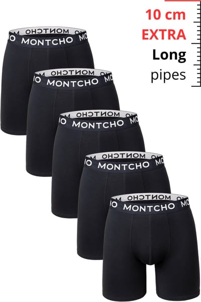 Boxershort Heren - Lange Pijp Boxershorts Heren - Onderbroeken Heren - 5 Pack Boxershort - Zwart - Maat: (S - XXL) - Essence Long Series - MONTCHO