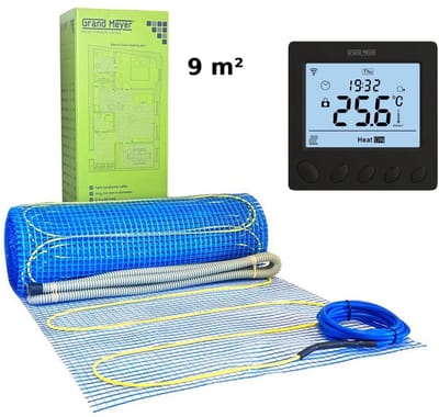 Elektrische vloerverwarmingsset 9 m², 170 W/m² + W390 Thermostaat, Grand Meyer