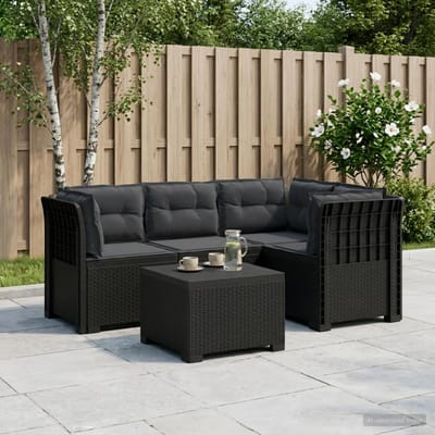 vidaXL - 4-Zitter - Tuin - Sofa - met - Kussens - Rattan - Look - PP - Antraciet