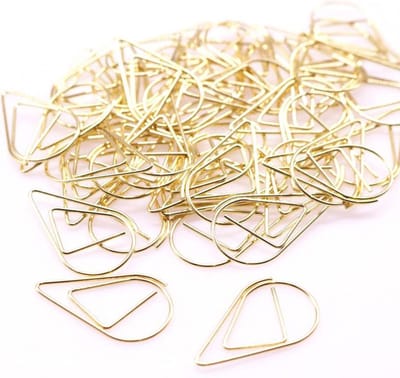 Waterdruppel Vormige Paperclips - Set van 100 Metalen Paperclips voor Boeken, Notities en Foto's