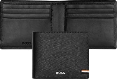HUGO BOSS Leren Kaarthoes Iconic Card Case Black Zwart