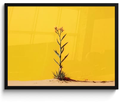 Poster in lijst - Fotolijst 70x50 cm - Posters - Zand - Plant - Geel - Minimalitisch - Posterlijst zwart - Decoratie - Wanddecoratie woonkamer - Muurdecoratie slaapkamer