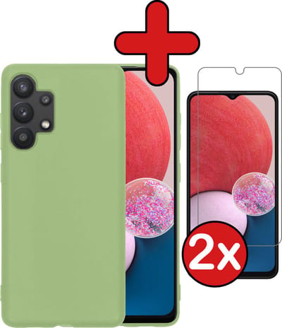 Hoesje - Met 2x Screenprotector - Geschikt voor Samsung Galaxy A13 4G - Sterk & Shockproof - Telefoon Hoes - Back Cover - Siliconen Case - Telefoonhoes - Groen