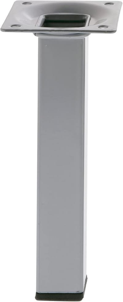Set van 4 Vierkante Meubelpoten 10 cm Zilver - Verstelbaar - Inclusief Schroeven
