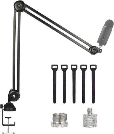 Zware Gaming Microfoonarm met 360-Graden Rotatie, 32,5 Inch Bereik, Versterkte Basis, Compatible met Blue Yeti en Snowball Modellen