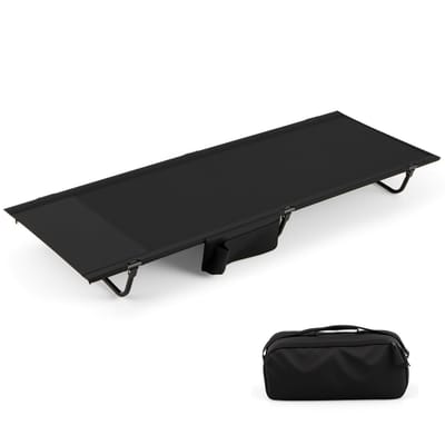 Coast Campingbed - ultralicht veldbed - opvouwbaar met zijvak - zwart