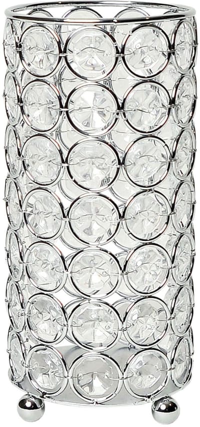 Designs HG1002-CHR Elipse Crystal decoratieve bloemenvaas, kaarsenhouder, bruiloft middelpunt, 6,75 inch, chroom