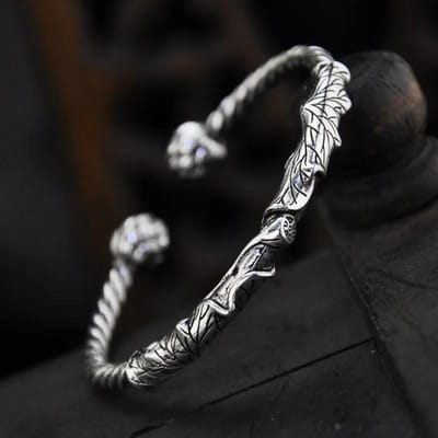 Vintage Gegraveerd Lotusbloem Armband Mannen Creatief en Romantisch Glanzende Armbanden Verfrissende Sieraden Opening black