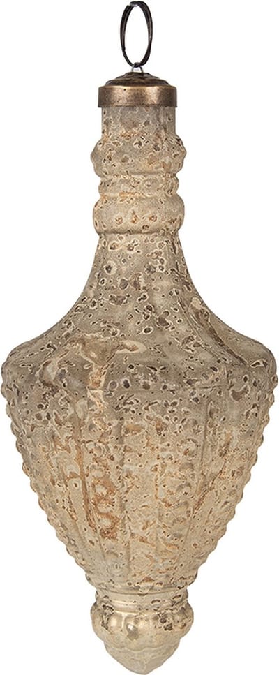 Clayre & Eef Kerstbal Overig Ø 7x17 cm Beige Glas Kerstballen