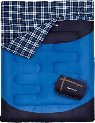 Dubbele Slaapzak - Tweepersoons Slaapzak - Kamperen en Reizen - Machinewasbaar en Splitsbaar - 220 x 150 cm - Blauw