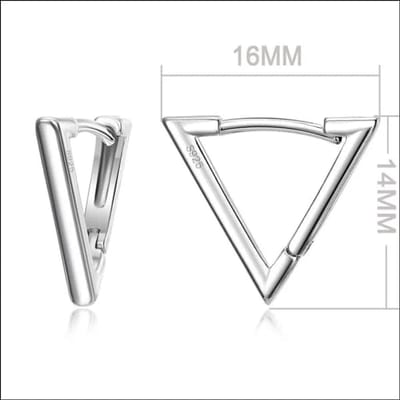 Aramat Jewels | Oorringen | Echt Zilveren Oorringen vrouw en man | 9-driehoek 14x3mm | |6mm | Zilver | Kinderen, Volwassenen | Verkleurd niet