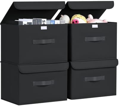 JGS ® Stijlvolle en Praktische Opvouwbare Opbergdozen met Deksel en Handvat voor Thuisorganisatie