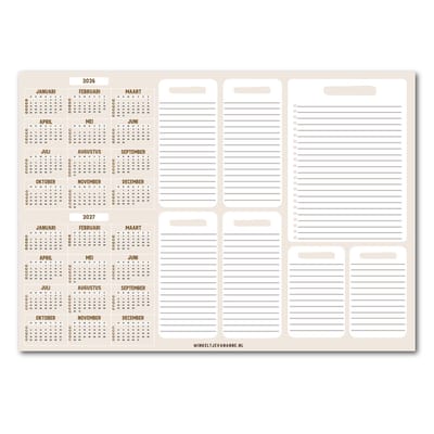 Bureau onderlegger | winkeltjevananne.nl | Beige | XXL Bureauonderlegger | 2026/2027 |