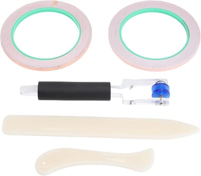 Koperfolie Tape voor Glas-in-lood, 2 Coils 5 Mm X 50 M, Geleidende Lijm met Schrapers voor Soldeerwerk en Elektrische Reparaties