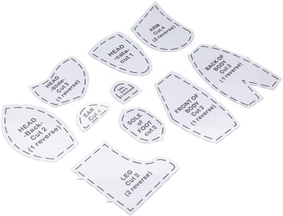 Dailygoods- Naaipatroon Gevulde Beer - Herbruikbare Naaisjabloon Set - DIY Poppen Maken - Veilig Gebruik - 10 Stuks - Eenvoudig Snijden - Poppenpatroon