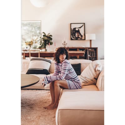 Mikuta The Striped Knitted Low Back Longsleeve Dress White Size: S | Maxi Dresses Outlet | Dames | Wit