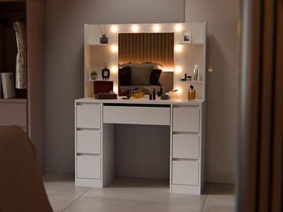 Make-uptafel met LED Spiegel en 7 Laden voor Opbergen