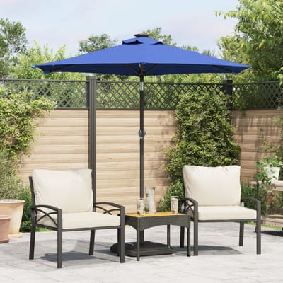 vidaXL - Parasol - met - LED's - en - stalen - paal - 225x225x212 - cm - azuurblauw