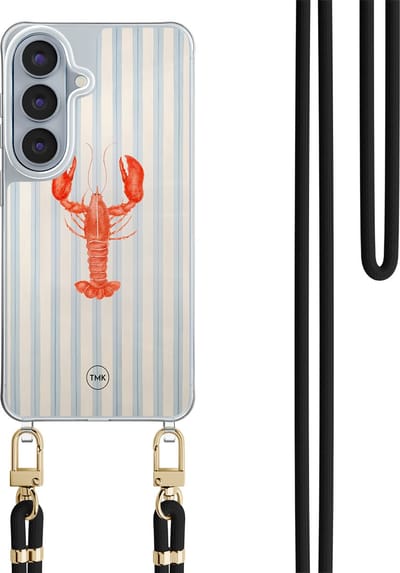 Telefoonhoesje met koord geschikt voor Samsung S26 - Kreeft - Inclusief koord - Transparant, Multi - - Crossbody beschermhoes - Met Telefoonketting