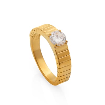 Schitterende 14 Karaat Gold Plated Ring met Zirkonia 16,50 mm. (maat 52) | Ring met steen