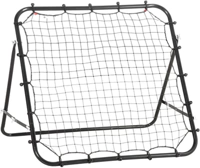 Voetbal Rebounder - Kickback - Tchouk - 96x80x96 cm - Voetbal Bouncer - Verstelbaar Voor Verschillende Intensiteitsniveaus - Voetbal trainingsmateriaal - Reboundmuur - Reboundnet - Voetbal/ Basketbal/Honkbal - Zwart