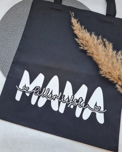 Mint11 - katoenen tas - allerliefste mama - zwart - moederdag cadeau - verjaardagscadeau - boodschappentas - herbruikbaar - canvastas - Kado voor haar