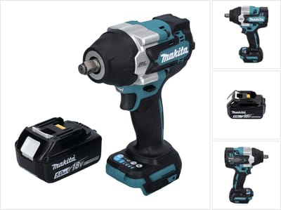 Makita DTW 700 T1 accu slagmoersleutel 18 V 700 Nm 1/2" XPT Borstelloos + 1x oplaadbare accu 5.0 Ah - zonder oplader