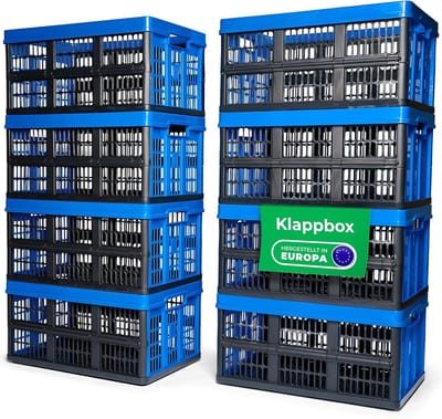 Novaliv Vouwbox 45l Blauw Set van 8 - Opvouwbare mandbox met praktische draaggrepen - Veelzijdige opbergbox