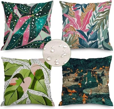 Tuinkussens Set - Decoratieve Kussens - Buiten Meubilair - Waterdicht Linnen - 50 x 50 cm - Groen