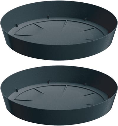 Prosperplast Opvangschaal/onderschaal voor bloempot/plantenpot - 4x - antraciet - rond - Dia 12,5 cm