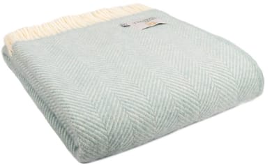 Plaid Visgraat Lichtblauw (Duck Egg) - 150x183 - Nieuw Wol - Tweedmill UK