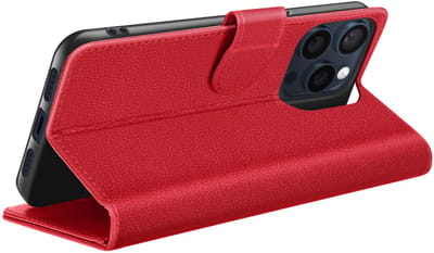 Zanae, Hoesje geschikt voor iPhone 15 Pro - Wallet Case & Magneetsluiting, Rood