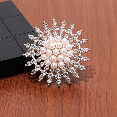 Mode Strass Imitatie Parels Broche Voor Vrouwen Vintage Kristallen Hoge Kwaliteit Broches Spelden Sieraden Kleding Accessoires white