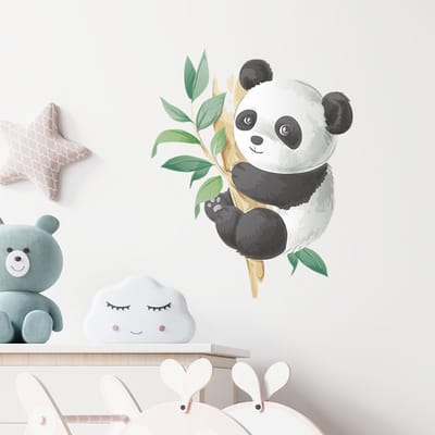Muursticker panda op tak - Panda - Tak - Schattige panda - kinderkamer - slaapkamer - woonkamer - decoratie - kleurrijk - Stickerkamer®