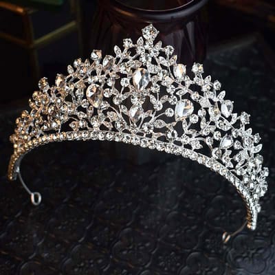 Europese en Amerikaanse Barok Luxe Nieuwe Bruidskroon Koningin Jurk Kroon Handgemaakte Strass Hoofddeksel Bruidsjurk en Haaraccessoires gray