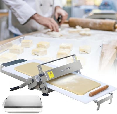 Deegrolmachine Opvouwbaar - Deegpers Handmatig - Bakken Thuis - Instelbare Dikte - 60x30 cm Plaat - Zilver
