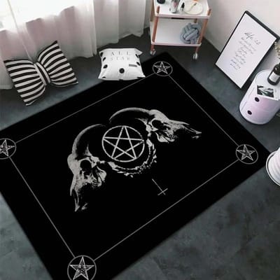 Groot Oppervlak Schedel Tapijt voor Woonkamer Gothic Horror Tapijt Halloween Donkere Wind Absorberend Tapijt voor Huisdecoratie Slaapkamer Vloermat 80*160cm