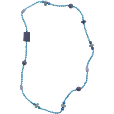 Behave – Lange ketting blauw – Boho stijl – Verweerde kralenlook