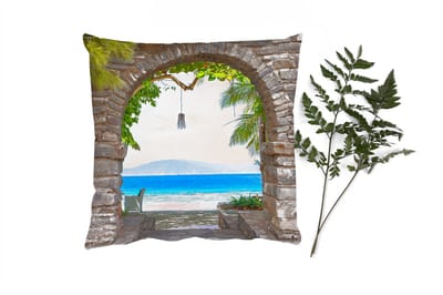 Sierkussens - Kussentjes Woonkamer - 40x40 cm - Strand - Zee - Tropisch - Zomer - Doorkijk